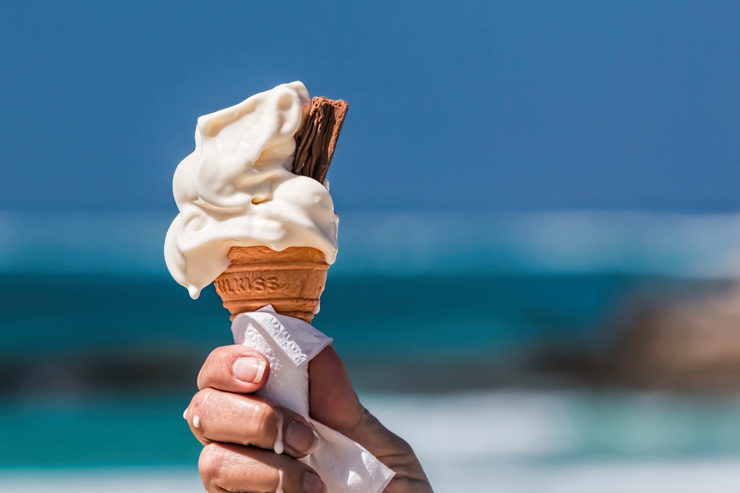 Elliot's ice cream soft serve melting in the sun
